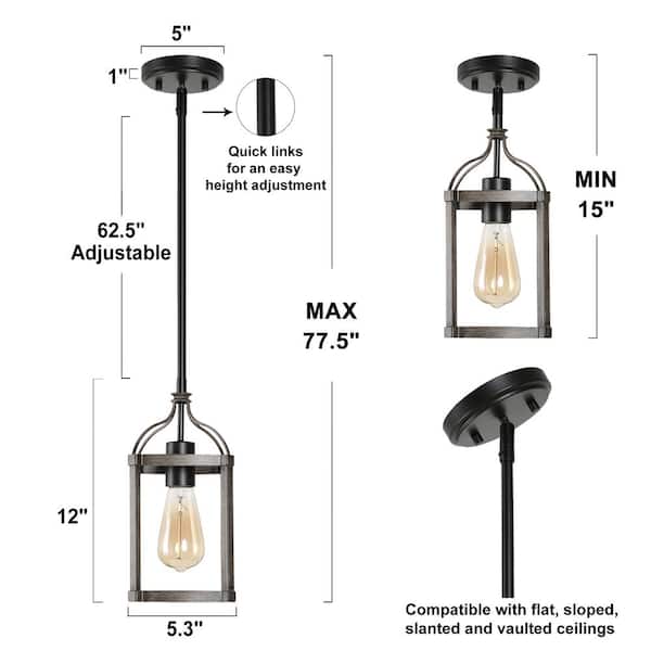 Modern Geometric Pendant Mercer 8.5 in. 1- -Light Brass Farmhouse Modern Chandelier Pendant Light With Clear Glass Shade