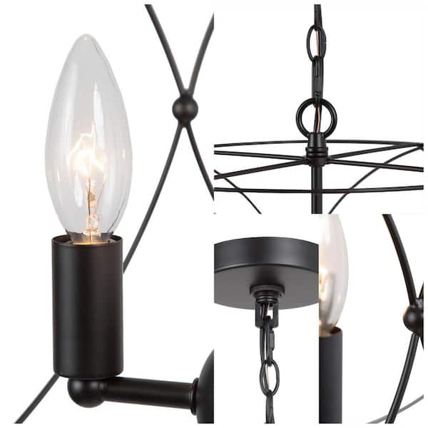 Black Drum Dining Room Chandelier, 3-Light Modern Farmhouse Kitchen Cage Pendant Chandelier Light