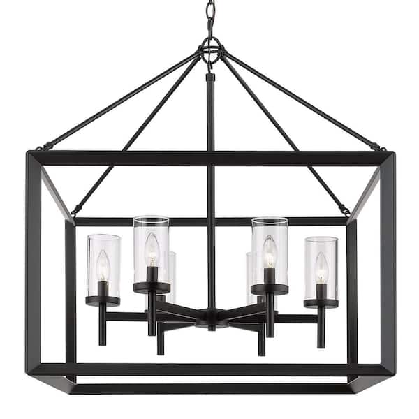 Smyth 6-Light Matte Black Chandelier with Glass Shade