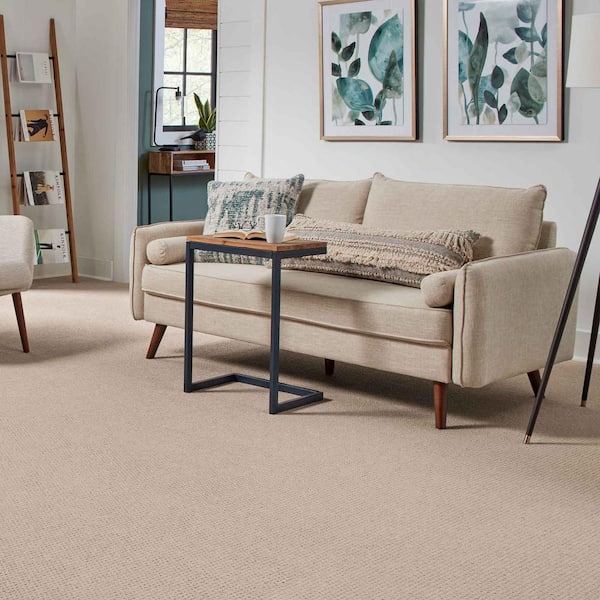 Game Face  - Bone - Beige 31 oz. Triexta Texture Installed Carpet