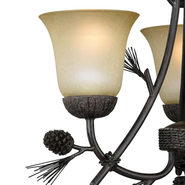 Sierra 3-Light Bronze Rustic Pinecone Mini Chandelier