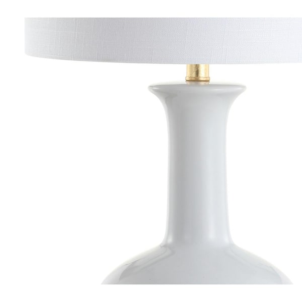 Brussels 27 in. White/Brass Ceramic/Metal LED Table Lamp