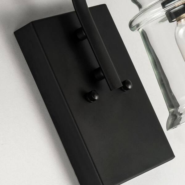 Houston 1-Light Black Dimmable Antique Armed Sconce With Glass Shade (Set of 2)