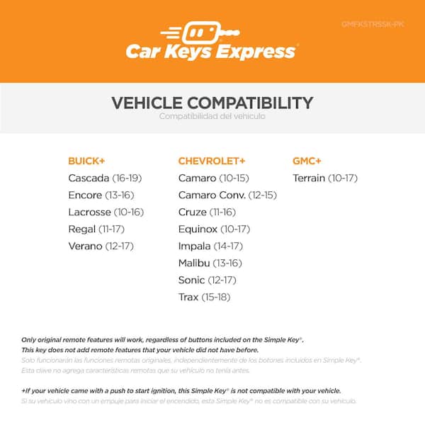 GM Simple Key - 5 Button Flip Key with Trunk and Remote Start