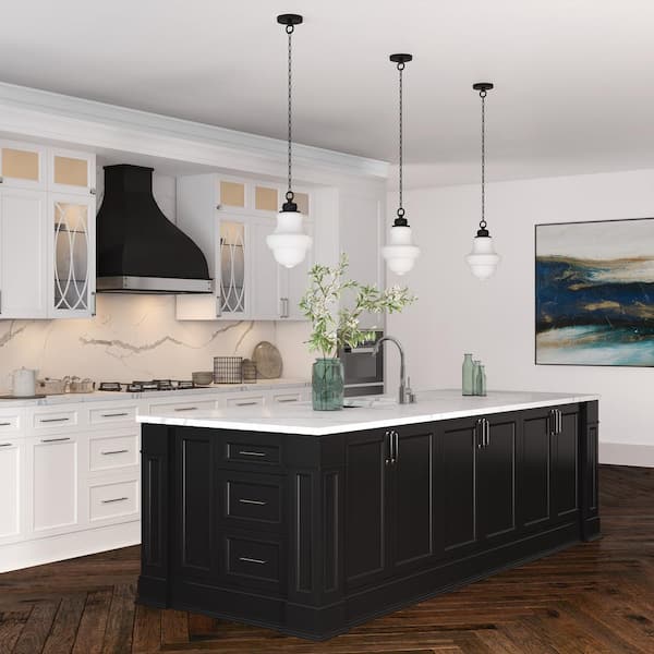 Annie 1-Light Blackened Bronze Pendant with White Milk Glass Shade