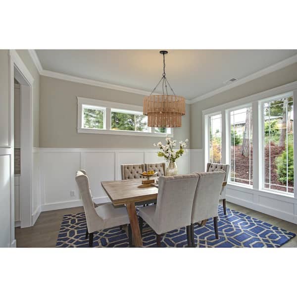 Hailee 3-Light Basket Hanging Pendant Black Natural Weave Shade