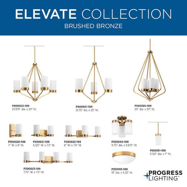 Elevate Collection 17-Watt Brushed Bronze Integrated LED Flush Mount