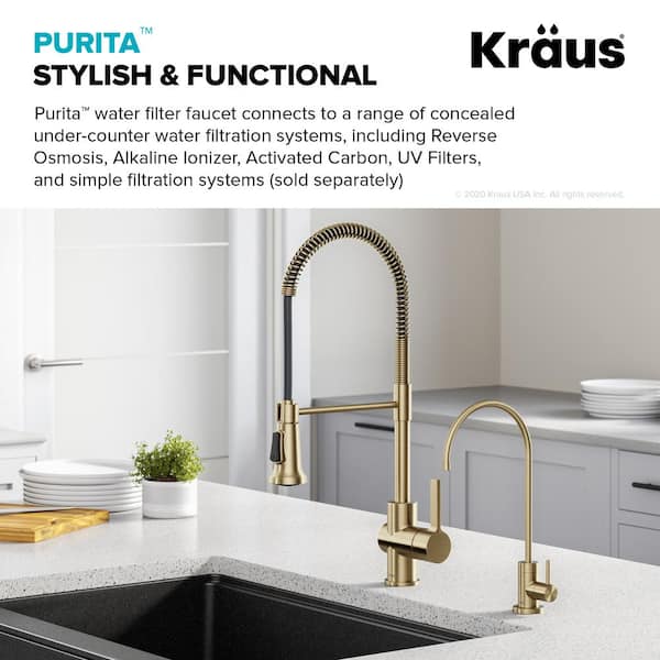 Purita Single Handle Beverage Faucet in Spot Free Antique Champagne Bronze