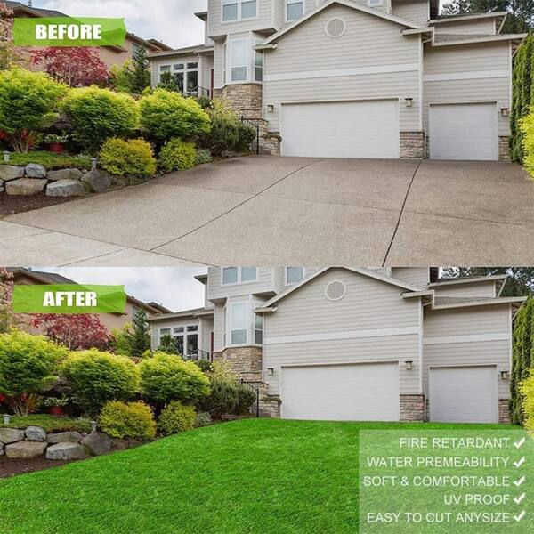 Premium Deluxe 6.5 ft. x 5.5 ft. 4-Tone Green Artificial Grass Turf