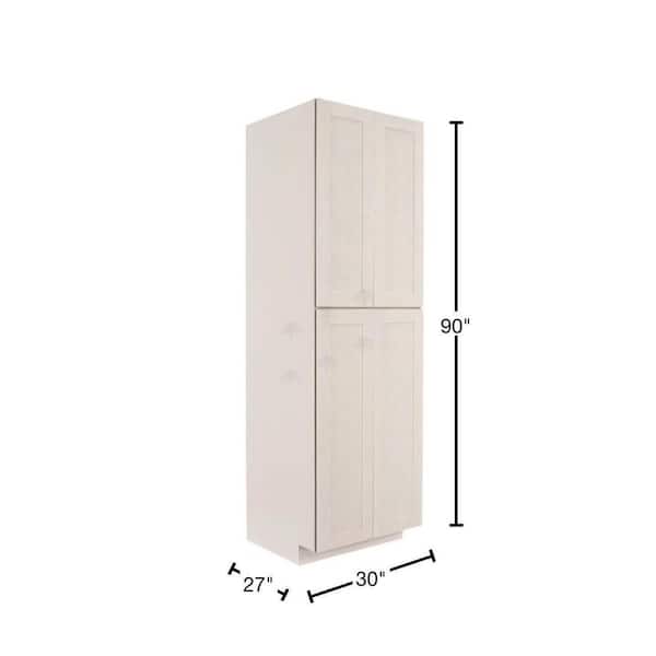 Lancaster Shaker Assembled 30x90x27 in. Tall Pantry with 4 Doors in Stone Wash