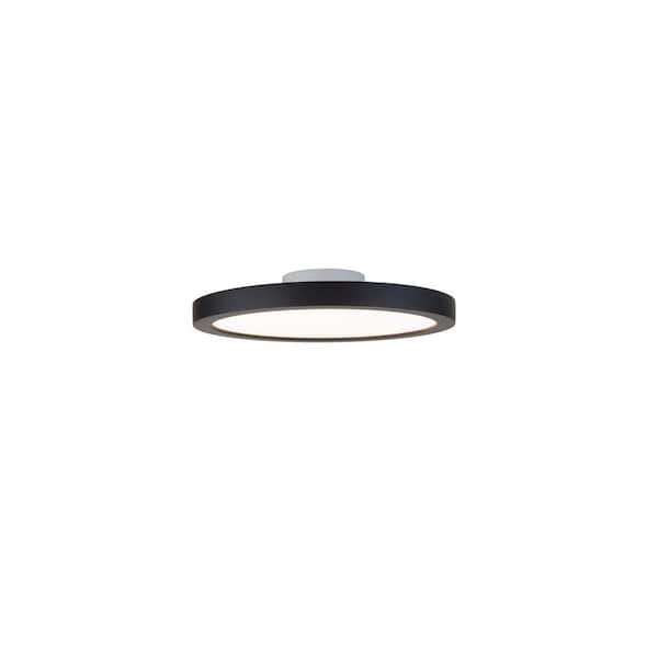 Round 7 in. 1-Light Black LED Flush Mount
