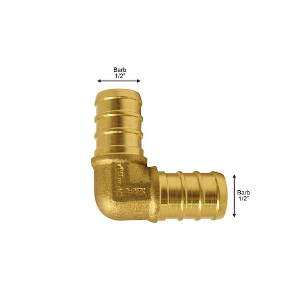 1/2 in. Brass PEX-B Barb 90 Elbow (10-Pack)