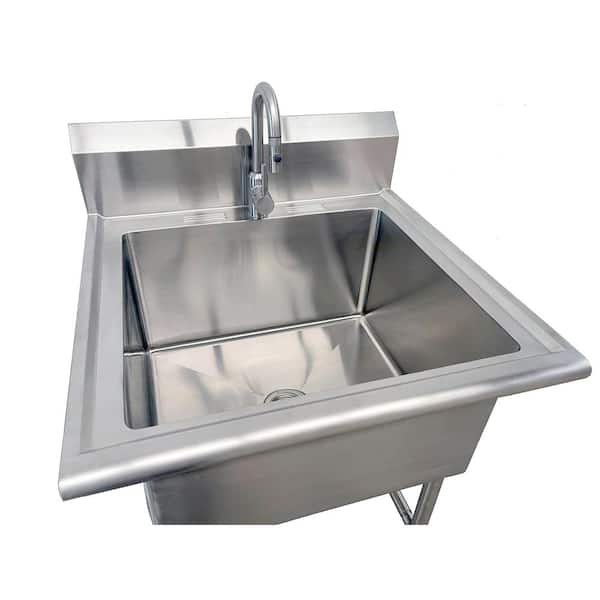 All-in-One 30 in. Stainless Steel Wall Mount Commercial Utility Kitchen Sink with Faucet