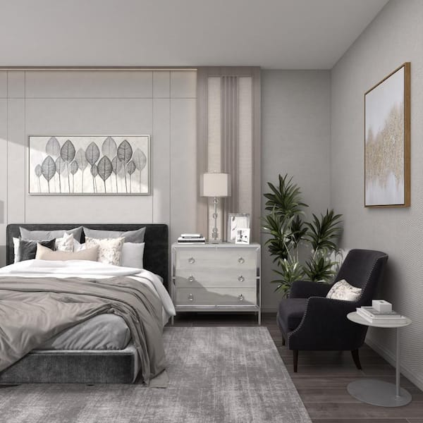 30 in. Silver Glass Task and Reading Table Lamp with Crystal Embellishments