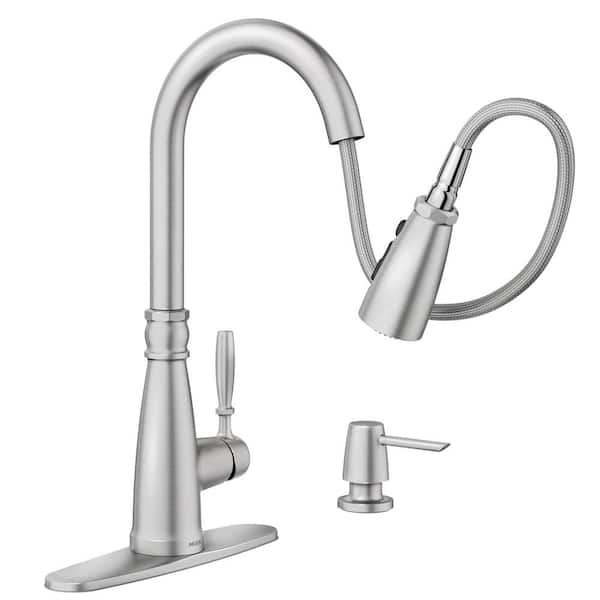 Boman Single Handle Pull-Down Sprayer Kitchen Faucet with Reflex and PowerBoost in Spot Resist Stainless