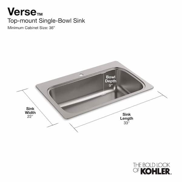 Verse Drop-in Stainless Steel 33 in. 1-Hole Single Bowl Kitchen Sink