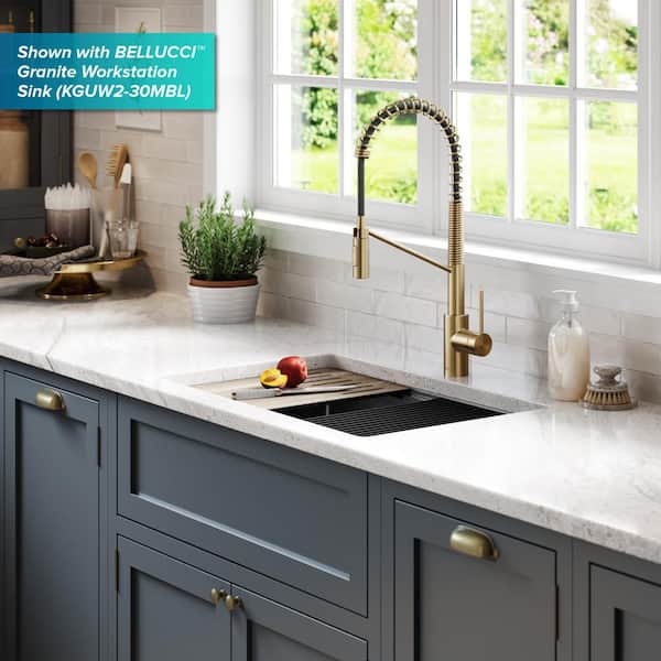 Oletto Single-Handle Pull-Down Sprayer Kitchen Faucet in Spot Free Antique Champagne Bronze