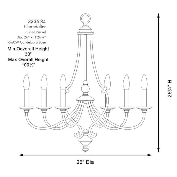 Savannah Row 6-Light Brushed Nickel Chandelier