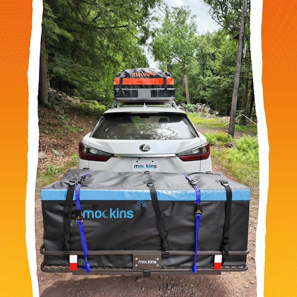 500 lbs. Capacity Hitch Mount Cargo Carrier Set with Folding Shank and 2 in. Raise, Cargo Bag, Net, Straps, Locks - Blue