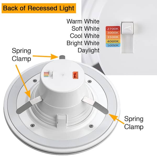 6 in. Adjustable CCT Integrated LED Recessed Light Trim w/ Night Light 670 Lumens Retrofit Kitchen Lighting Dimmable