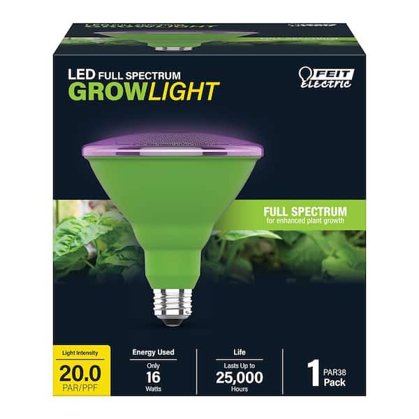 16-Watt PAR38 Medium E26 Base Indoor and Outdoor Full Spectrum Plant Grow LED Light Bulb (1-Bulb)