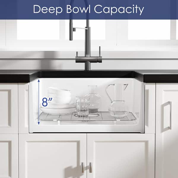 Oslo 24 in. Undermount Single Bowl White Ceramic Kitchen Sink with Botton Grid and Basket Strainer