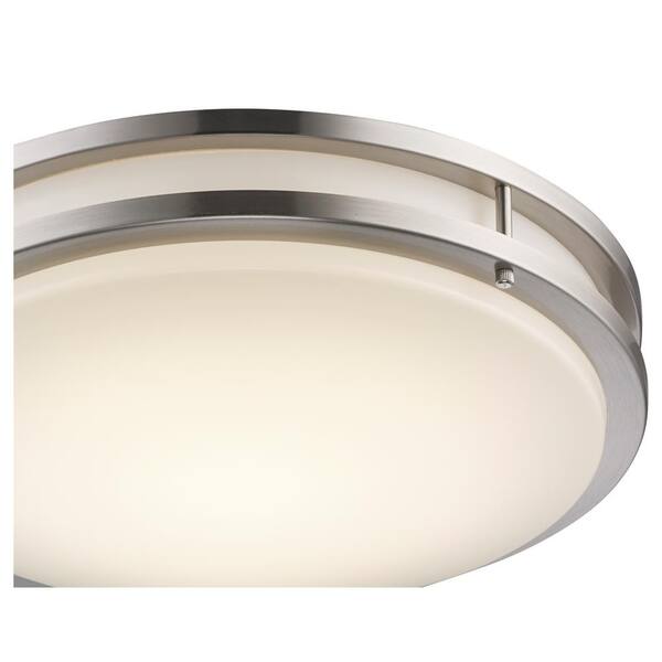 Barnes 17 in. Integrated LED Brushed Nickel Flush Mount Ceiling Light Fixture with Acrylic Shade
