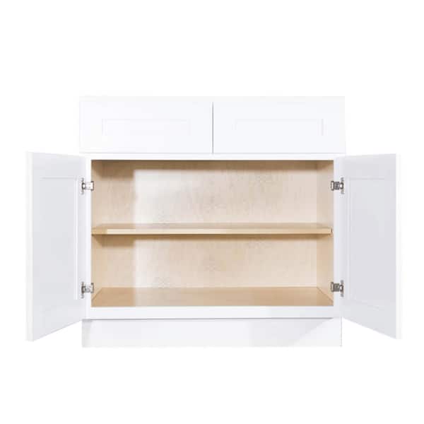Lancaster White Plywood Shaker Stock Assembled Base Kitchen Cabinet 36 in. W x 34.5 in. H x 24 in. D