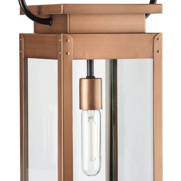 Union Square 7 in. 1-Light Antique Copper Hanging Pendant Light Lantern