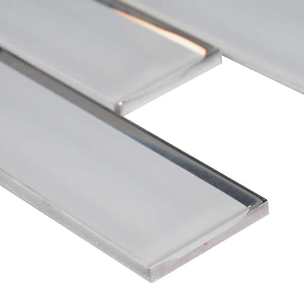 Ice Bevel Subway 11.73 in. x 11.73 in. Glossy Glass Mesh-Mounted Mosaic Tile (0.96 sq. ft./Each)