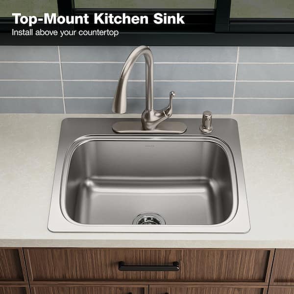 Verse Stainless Steel 25 in. Single Bowl Drop-In Kitchen Sink