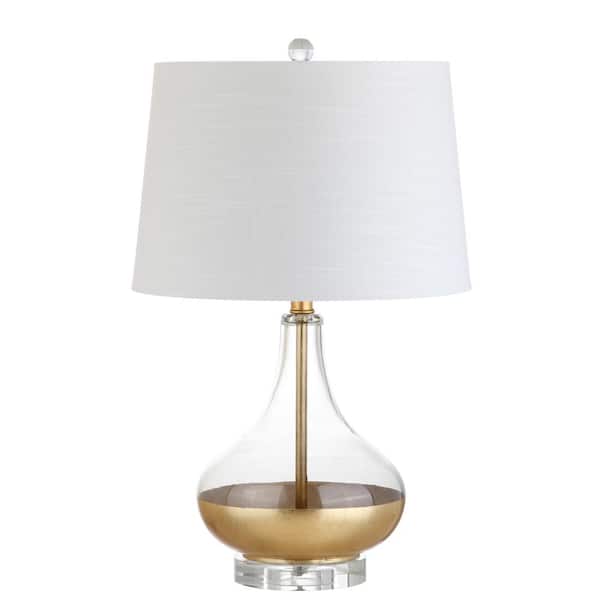 West 24.5 in. H Gold Leaf Glass Table Lamp