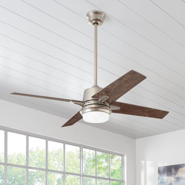 56 in. Montel LED Brushed Nickel Ceiling Fan With Light and Remote Control
