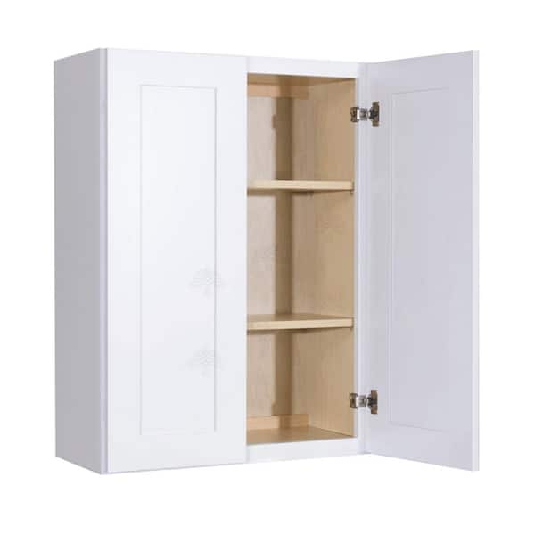 Lancaster White Plywood Shaker Stock Assembled Wall Kitchen Cabinet 24 in. W x 30 in. H x 12 in. D