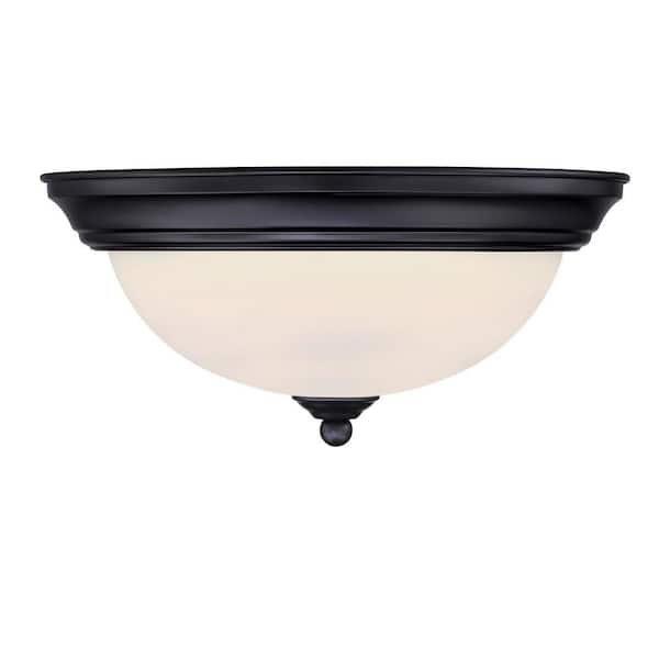 11 in. 15-Watt Matte Black Integrated LED Flush Mount
