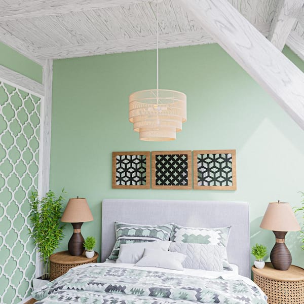 Sessions 5-Light Brown Tiered Rattan Pendant