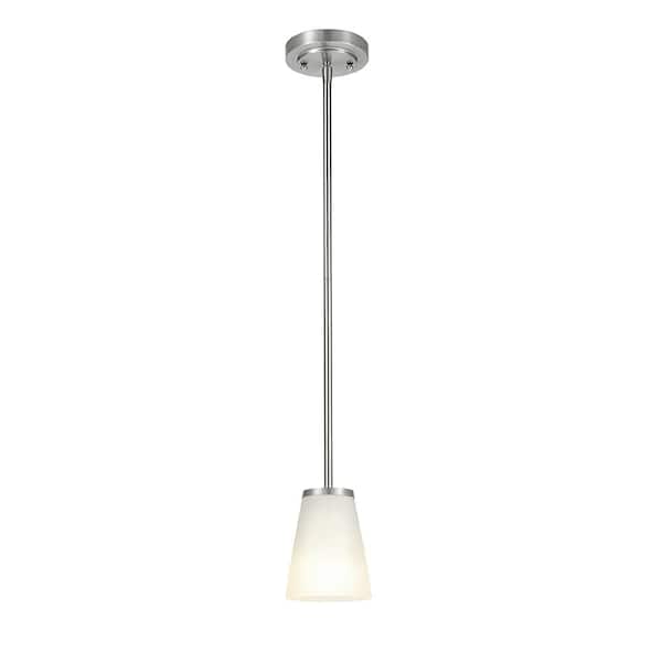 Helena 4.7 in 1-Light Brushed Nickel Mini Pendant with Frosted Glass Shades