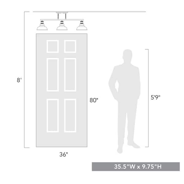 Carver 35.5 in. 3-Light Chrome Semi-Flush Mount