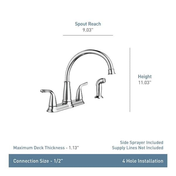 Brecklyn 2-Handle Standard Kitchen Faucet with Side Sprayer in Spot Resist Stainless