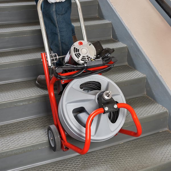 K-400 AutoFeed Drain Cleaning Snake Auger 120-Volt Drum Machine and C-32IW 3/8 in. x 75 ft. Cable + Tool Set & Gloves