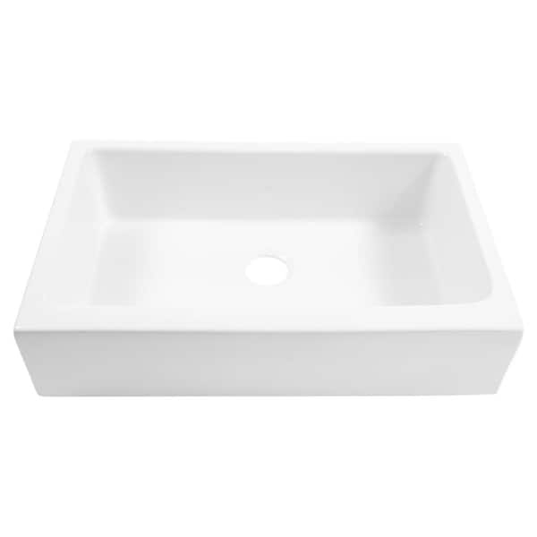 Grace 34 in. Quick-Fit Undermount Single Bowl Crisp White Fireclay Kitchen Sink
