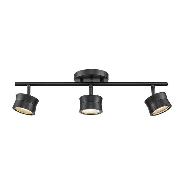 1.75 ft. 3-Light Black Integrated LED Track Lighting Kit with Round Back Adjustable Heads