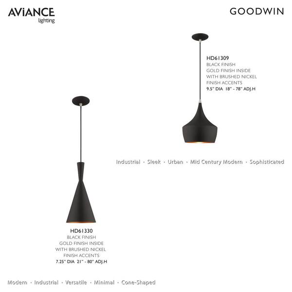 Goodwin 1 Light Black Mini Pendant