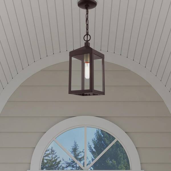 Nyack 1 Light Bronze with Antique Brass Cluser Outdoor Pendant Lantern