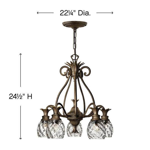 Plantation 5-Light Pearl Bronze Shaded Chandelier