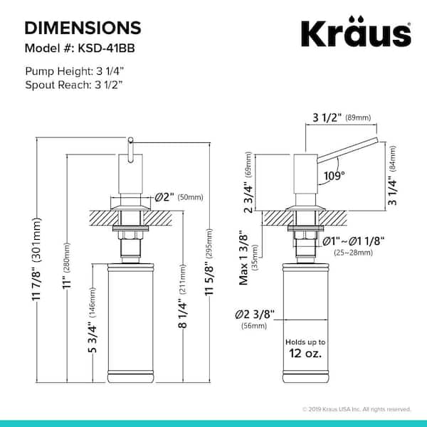 Kitchen Soap and Lotion Dispenser in Brushed Brass