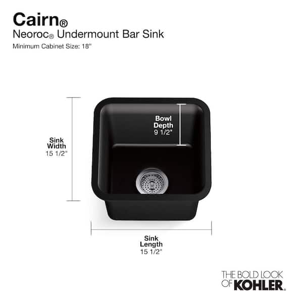 Cairn Matte White Granite Composite 16 in. Undermount Bar Sink