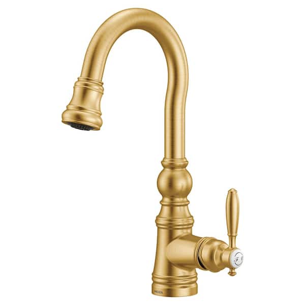 Weymouth Single-Handle Pull-Down Sprayer Bar Faucet in Brushed Gold