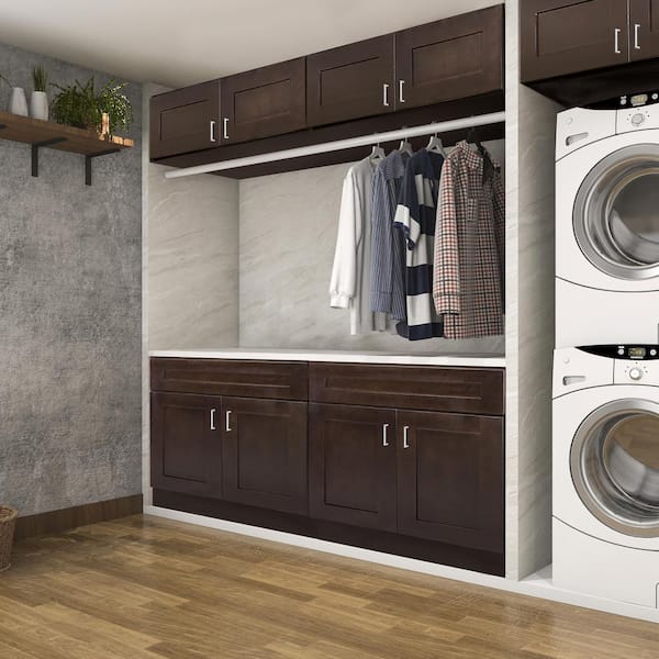 Brookings Plywood Ready to Assemble Shaker 30x21x12 in. 2-Door Bridge Wall Kitchen Cabinet in Espresso