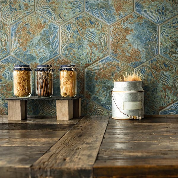 Gaudi React Hex Ocean 8-5/8 in. x 9-7/8 in. Porcelain Floor and Wall Tile (11.5 sq. ft./Case)